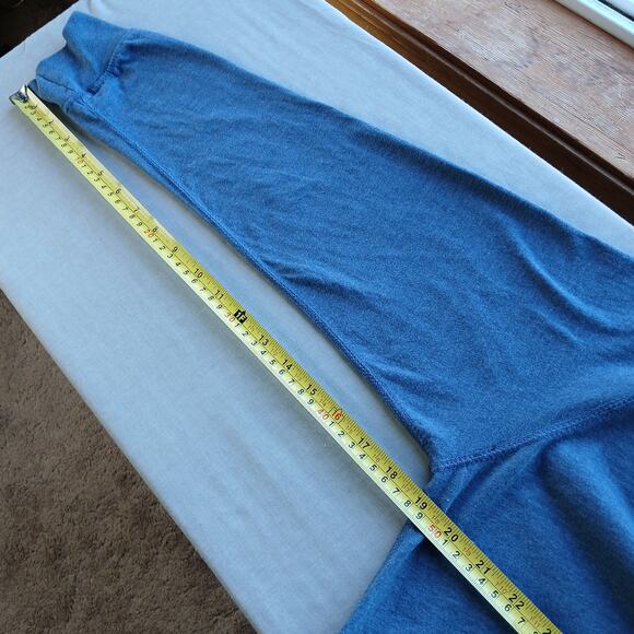 Michael Morgan Blue Henley T-Shirt Medium long sleeve tee cotton blend grey trim - Picture 12 of 14